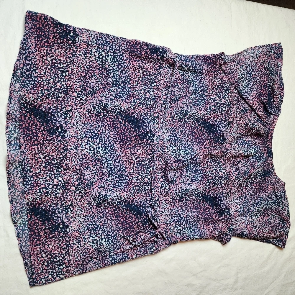 Motherhood Maternity Small Petite Pink and Blue Patterned Blouse Top With Tie - Picture 8 of 10